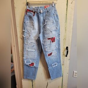 Vintage Jou Jou Light Blue Denim with Plaid Accents *Fits Small